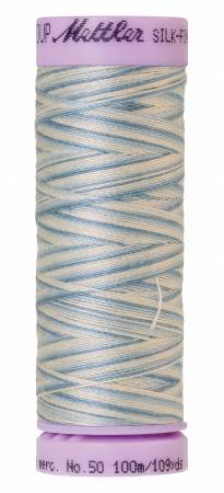 Mettler Silk-Finish 50wt Variegated Cotton Thread 109yd/100M Tranquil Blue