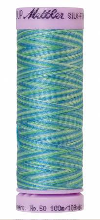 Mettler Silk-Finish 50wt Variegated Cotton Thread 109yd/100M Seaspray