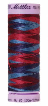 Mettler Silk-Finish 50wt Variegated Cotton Thread 109yd/100M Berry Rich