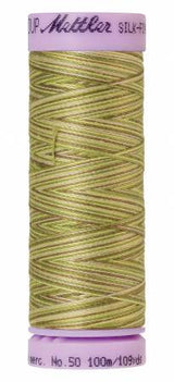 Mettler Silk-Finish 50wt Variegated Cotton Thread 109yd/100M Green Tea