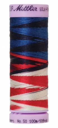 Mettler Silk-Finish 50wt Variegated Cotton Thread 109yd/100M Patriotic