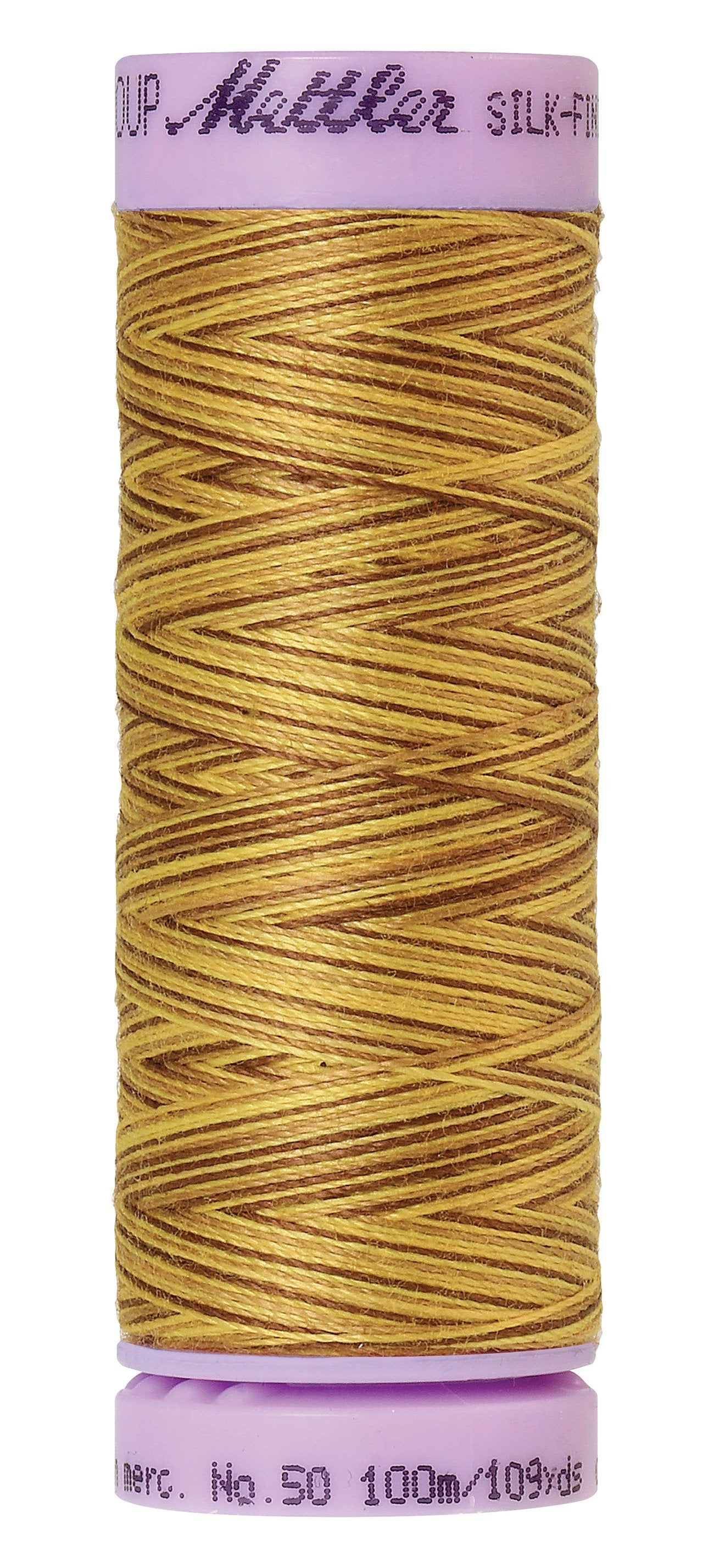 Mettler Silk-Finish 50wt Variegated Cotton Thread 109yd/100M Choco Banana