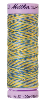 Mettler Silk-Finish 50wt Variegated Cotton Thread 109yd/100M China Blue