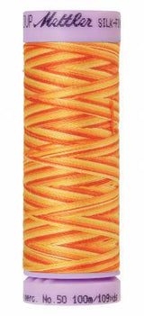 Mettler Silk-Finish 50wt Variegated Cotton Thread 109yd/100M Orange Ana