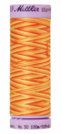 Mettler Silk-Finish 50wt Variegated Cotton Thread 109yd/100M Orange Ana