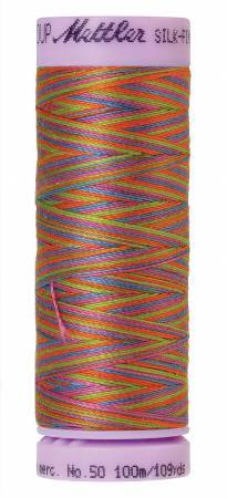 Mettler Silk-Finish 50wt Variegated Cotton Thread 109yd/100M Preppy Brights