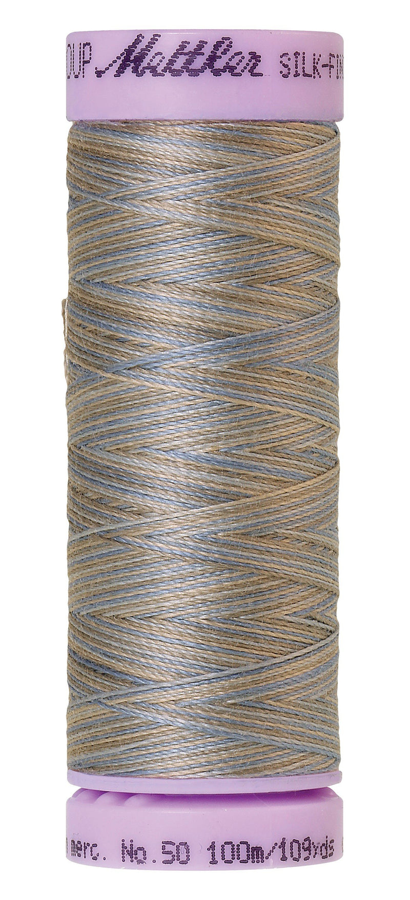 Mettler Silk-Finish 50wt Variegated Cotton Thread 109yd/100M Silvery Blues