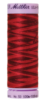 Mettler Silk-Finish 50wt Variegated Cotton Thread 109yd/100M Midnight Garnet