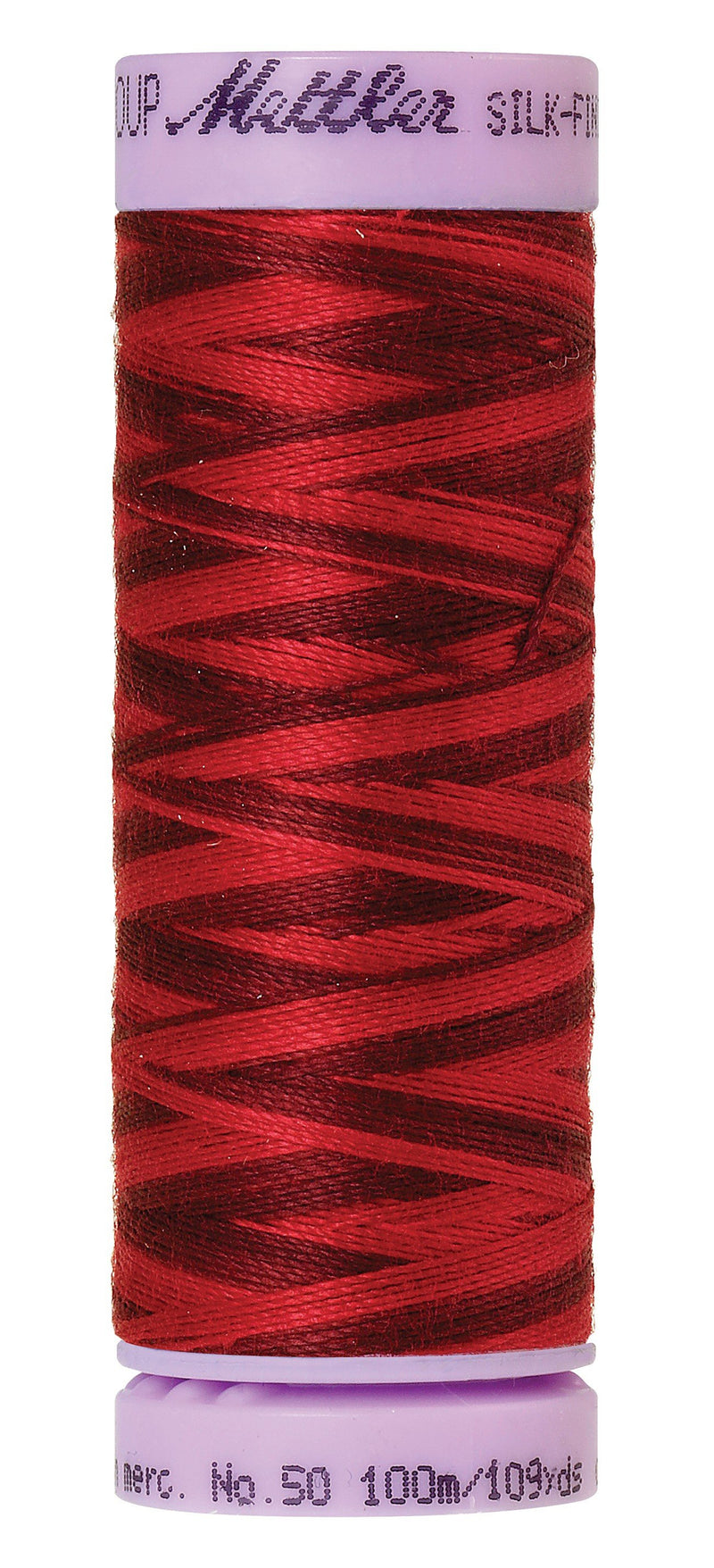 Mettler Silk-Finish 50wt Variegated Cotton Thread 109yd/100M Midnight Garnet