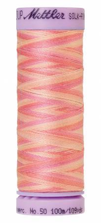 Mettler Silk-Finish 50wt Variegated Cotton Thread 109yd/100M Dusty Rose