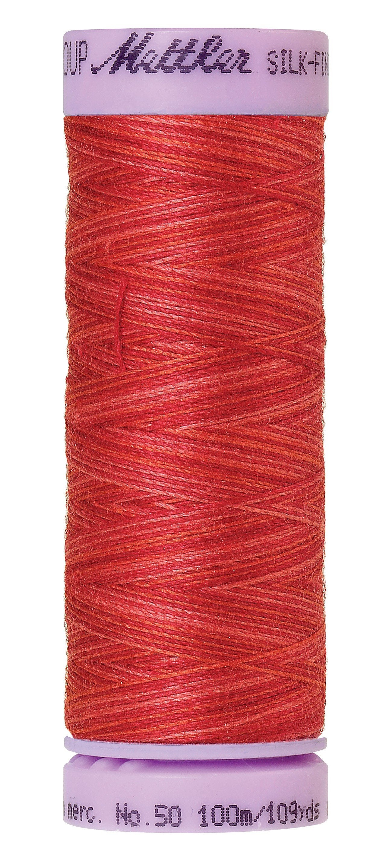 Mettler Silk-Finish 50wt Variegated Cotton Thread 109yd/100M Strawberry