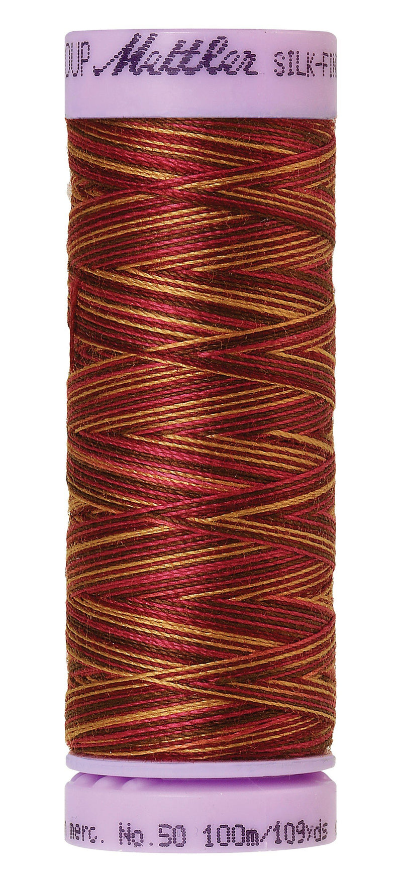 Mettler Silk-Finish 50wt Variegated Cotton Thread 109yd/100M Mocha Cherry