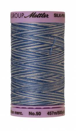 Mettler  Silk-Finish 50wt Variegated Cotton Thread 500yd/457M Clear Sky