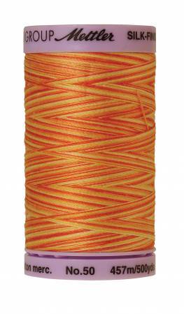 Mettler  Silk-Finish 50wt Variegated Cotton Thread 500yd/457M Orange Ana