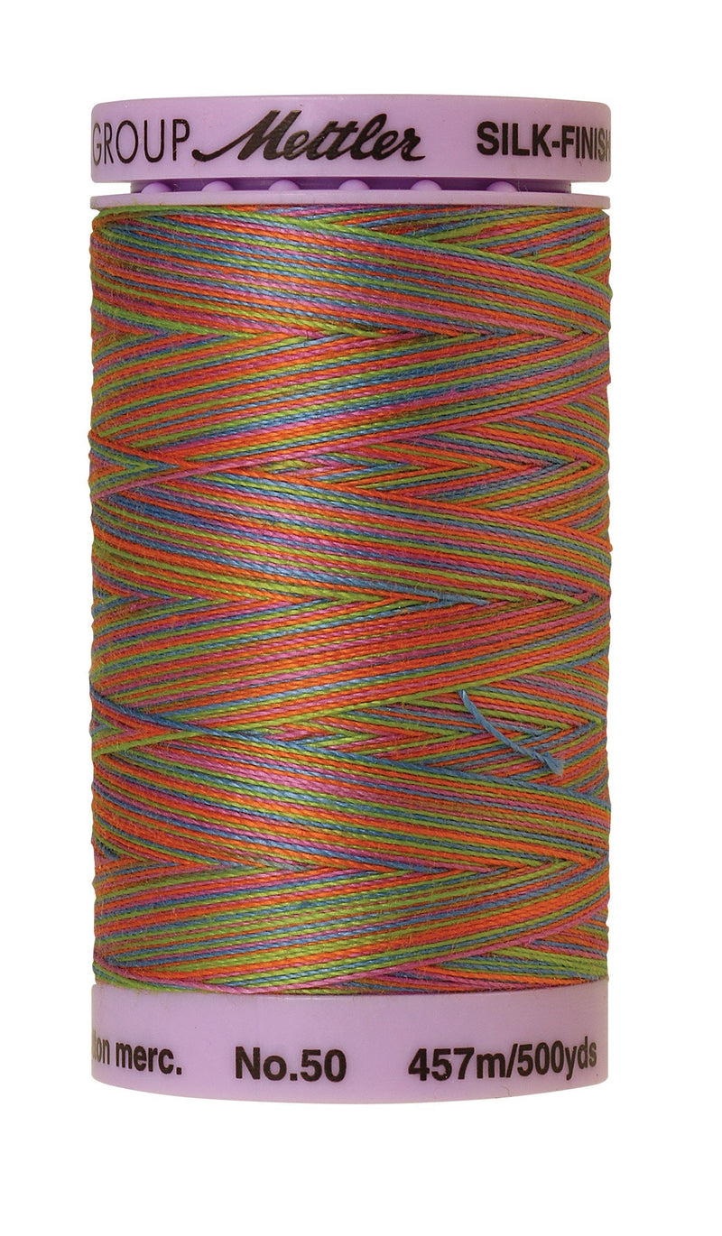 Mettler  Silk-Finish 50wt Variegated Cotton Thread 500yd/457M Preppy Brights