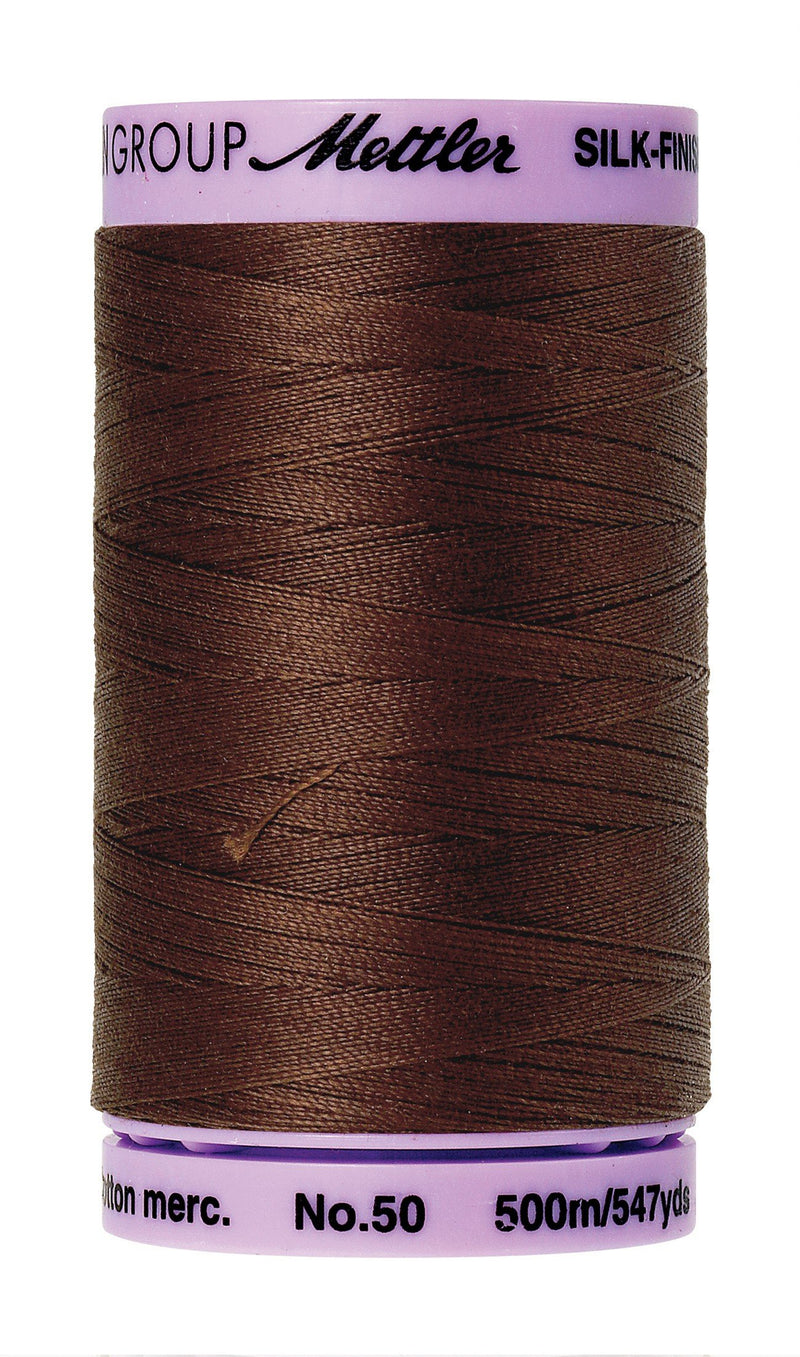 Mettler  Silk-Finish 50wt Solid Cotton Thread 547yd/500M Friar Brown