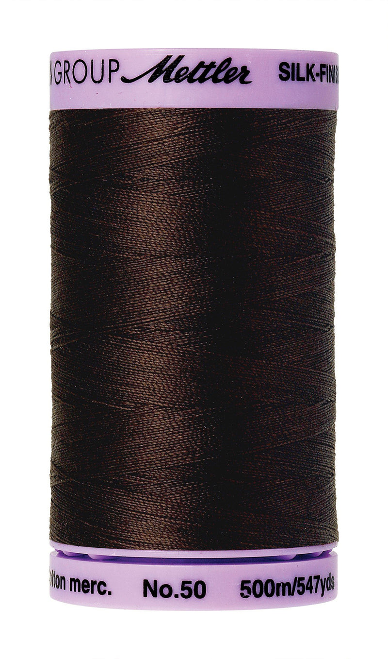 Mettler  Silk-Finish 50wt Solid Cotton Thread 547yd/500M Black Peppercorn