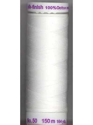 Mettler Silk-Finish 50wt Solid Cotton Thread 547yd/500M White