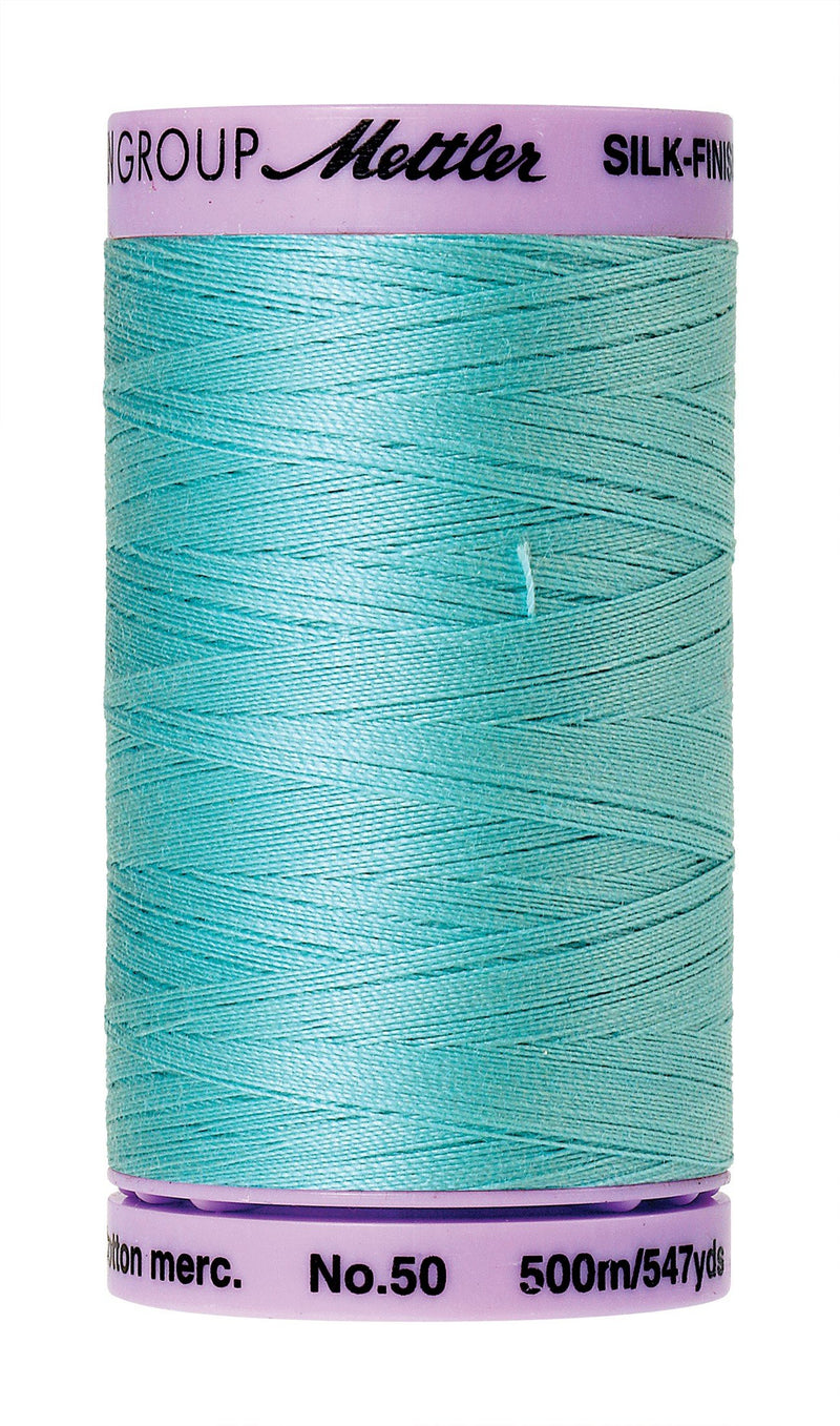 Mettler  Silk-Finish 50wt Solid Cotton Thread 547yd/500M Blue Curacao