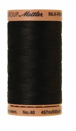 Mettler  Silk-Finish 40wt Solid Cotton Thread 500yd/457M Black