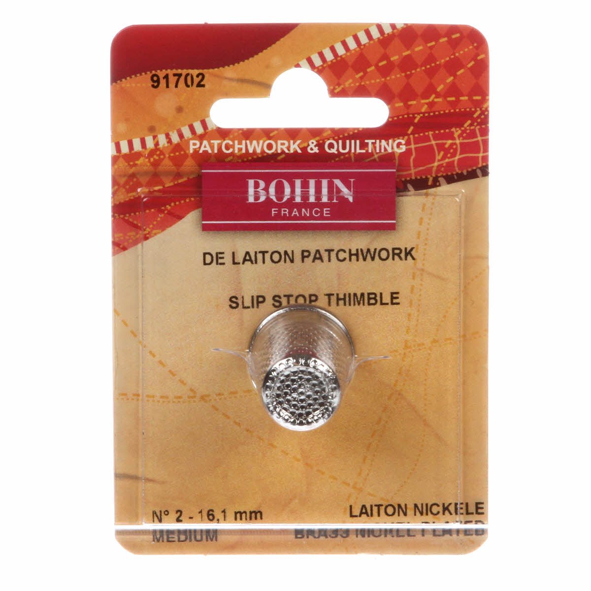 Bohin Patchwork & Quilting Nickel Plated Brass Thimble