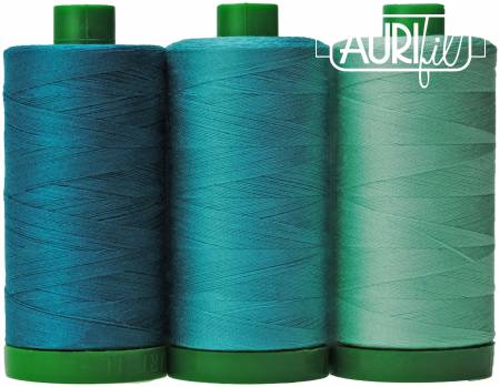 Aurifil Color Builder 40wt 3pc Set Blue Throated Macaw Teal