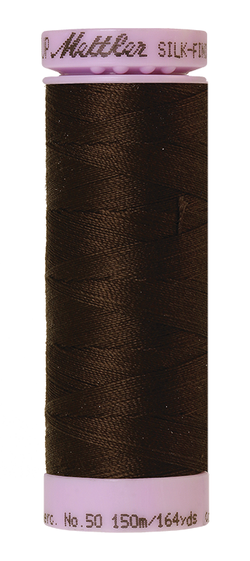Mettler Silk-finish 50wt Solid Cotton Thread 164yd/150m Very Dark Brown