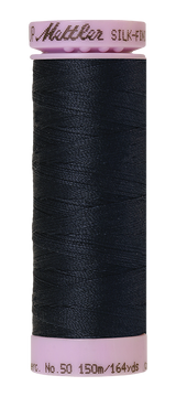 Mettler Silk-finish 50wt Solid Cotton Thread 164yd/150m Black Iris