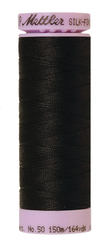 Mettler Silk-Finish - Black - 50wt Solid Cotton Thread 164yd/150m