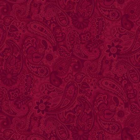 P&B Textiles Bella Suede Red Paisley 108in Wide Back