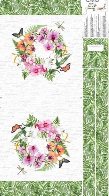 Michel Design Works Orchids in Bloom Canvas Bag Panel C23885-10