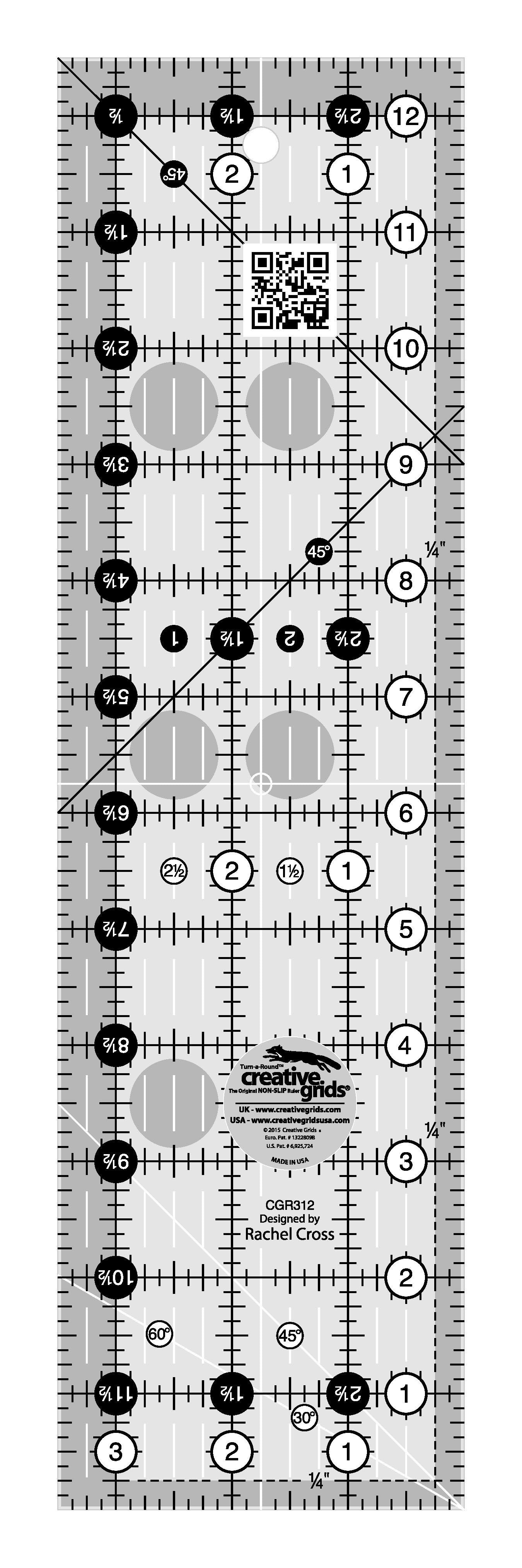 Creative Grids Quilt Ruler 3-1/2in x 12-1/2in