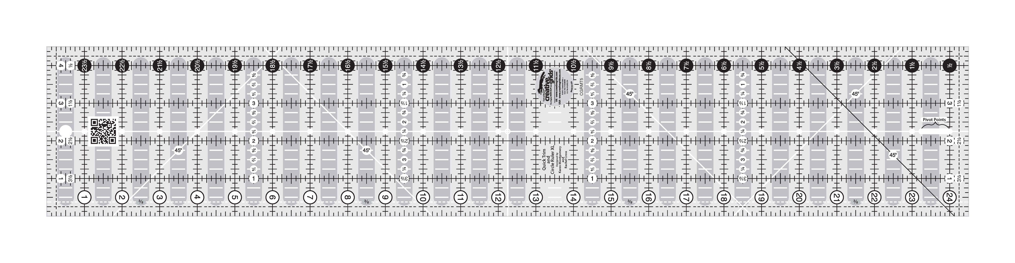 Creative Grids Quick Trim And Circle Quilt Ruler Two 4-1/2in x 24-1/2in