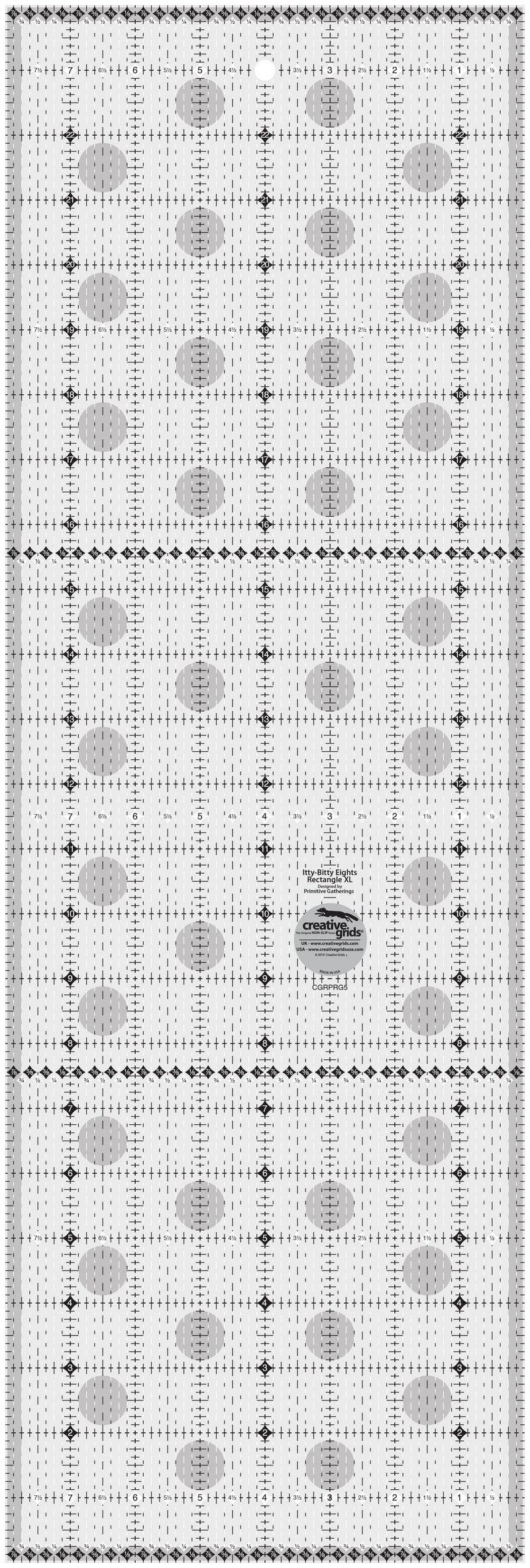 Creative Grids Itty-Bitty Eights Rectangle XL 8in x 24in Quilt Ruler