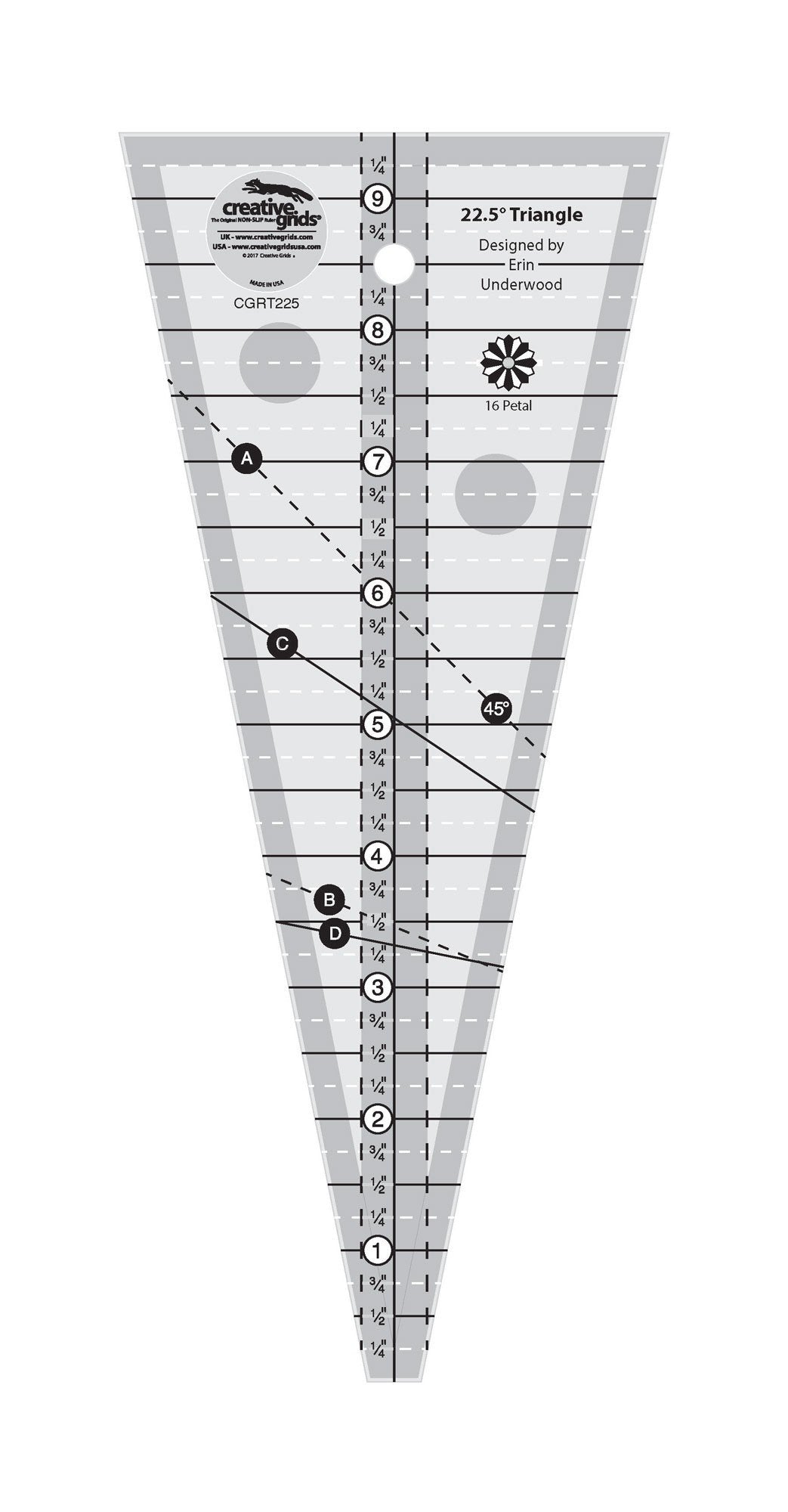 Creative Grids 22-1/2 Degree Triangle Ruler