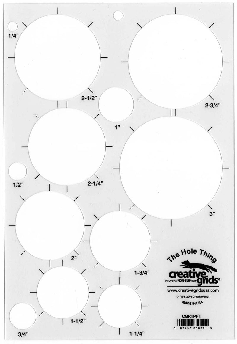 Creative Grids The Hole Thing Template Plastic Quilt Ruler