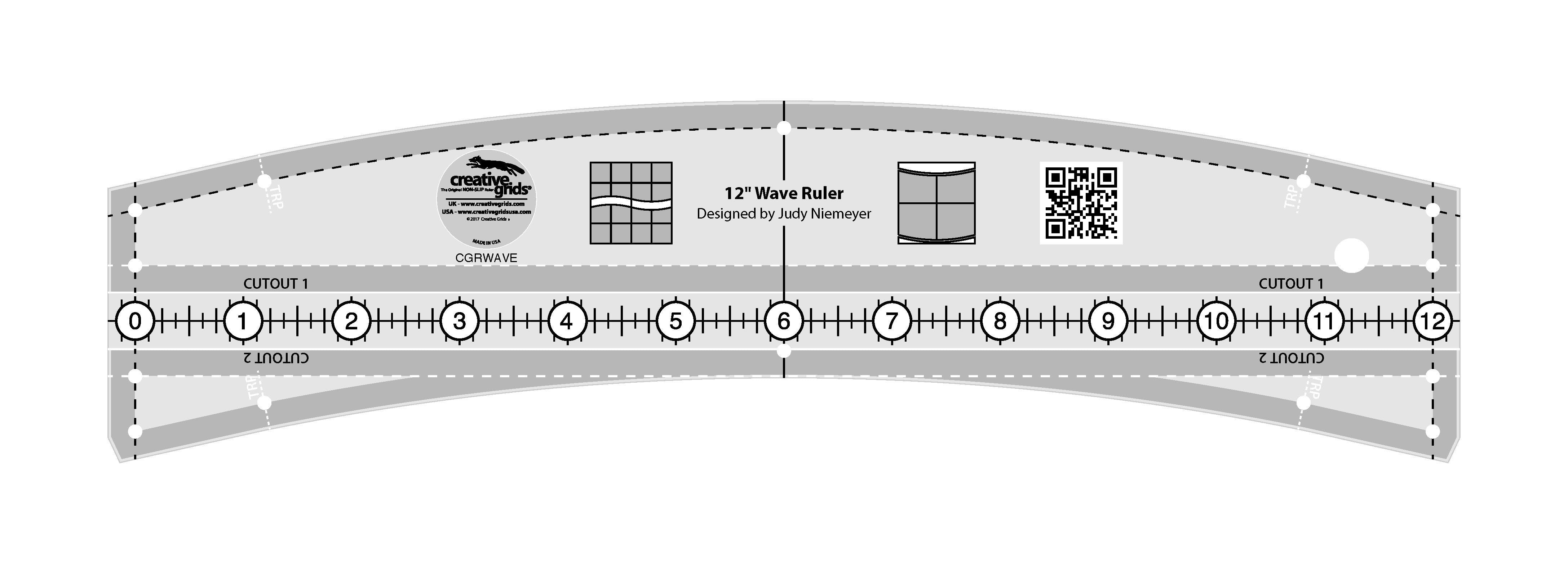 Creative Grids Wave Quilt Ruler 12in