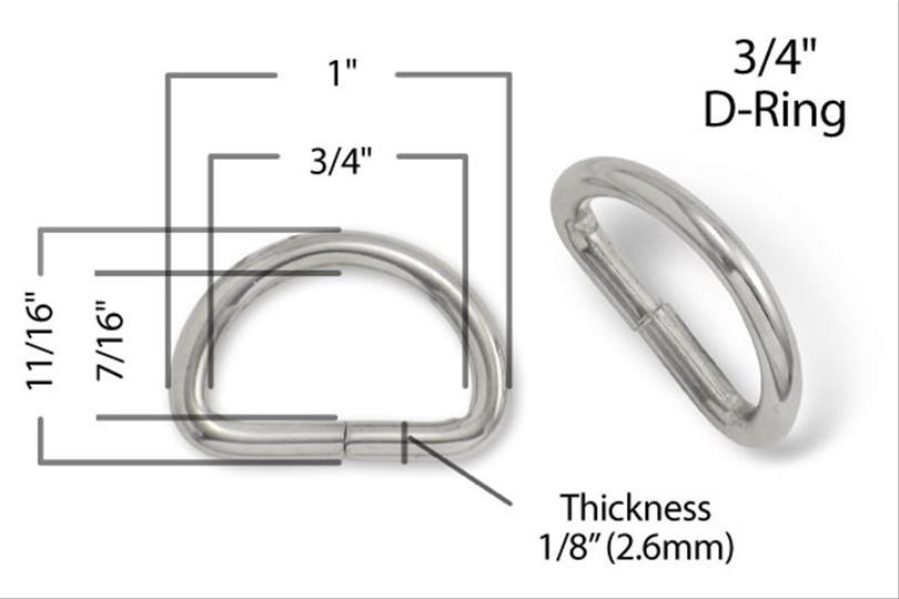 3/4" (20mm) Metal D-Ring