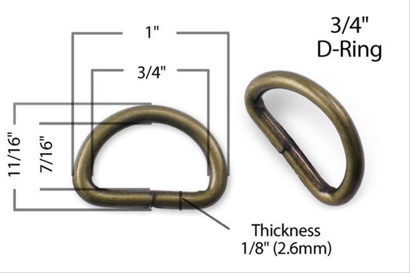3/4" (20mm) Metal D-Ring