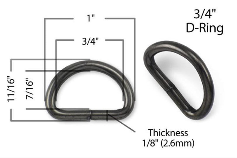 3/4" (20mm) Metal D-Ring