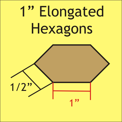 Paper Piece 1" Elongated Hexagon Small Pack