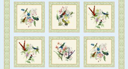 Elizabeth Studios - Hummingbird Heaven - Bird Panel - M4914E-BLUE