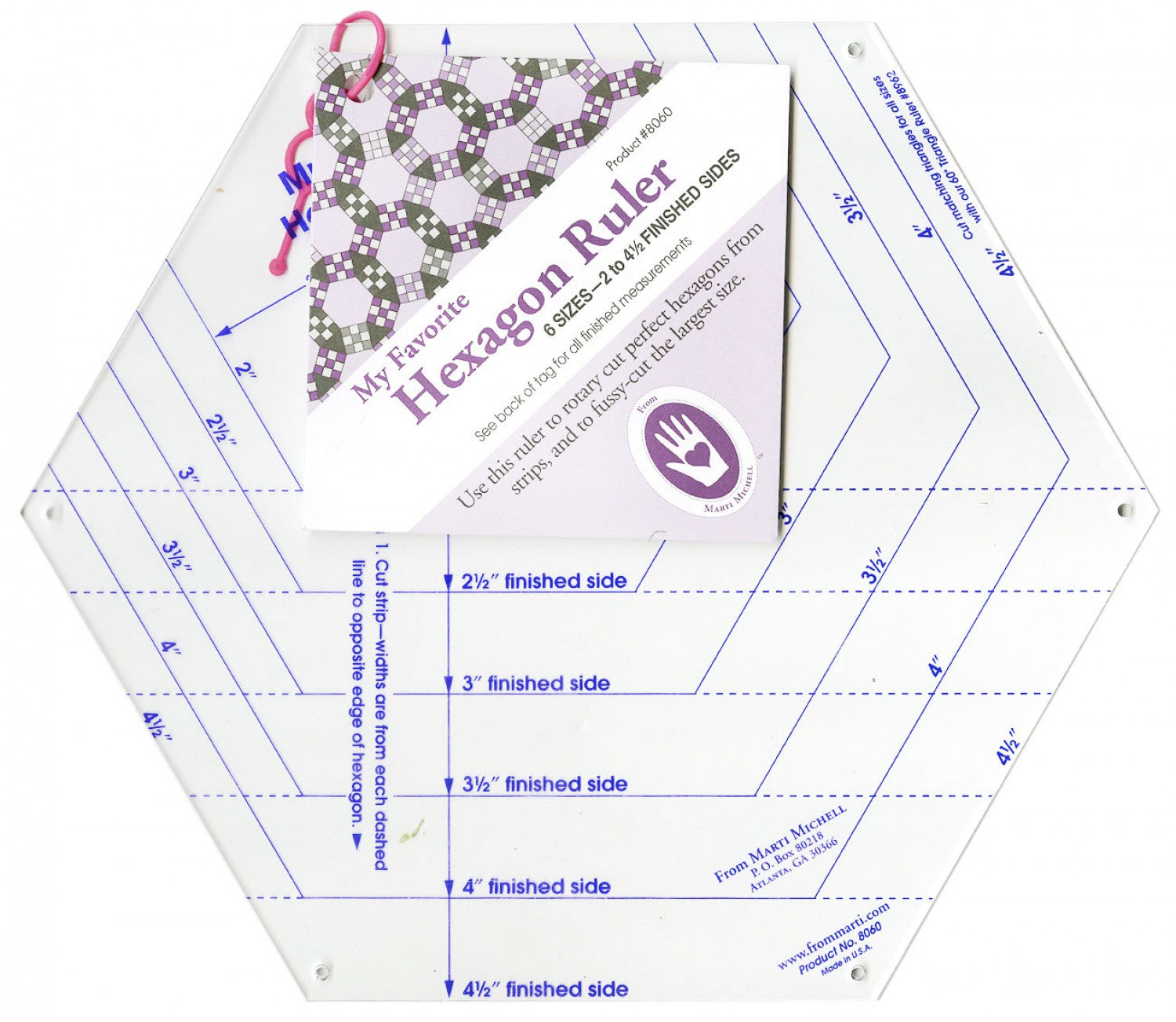 Hexagon Ruler Cuts 6 Sizes