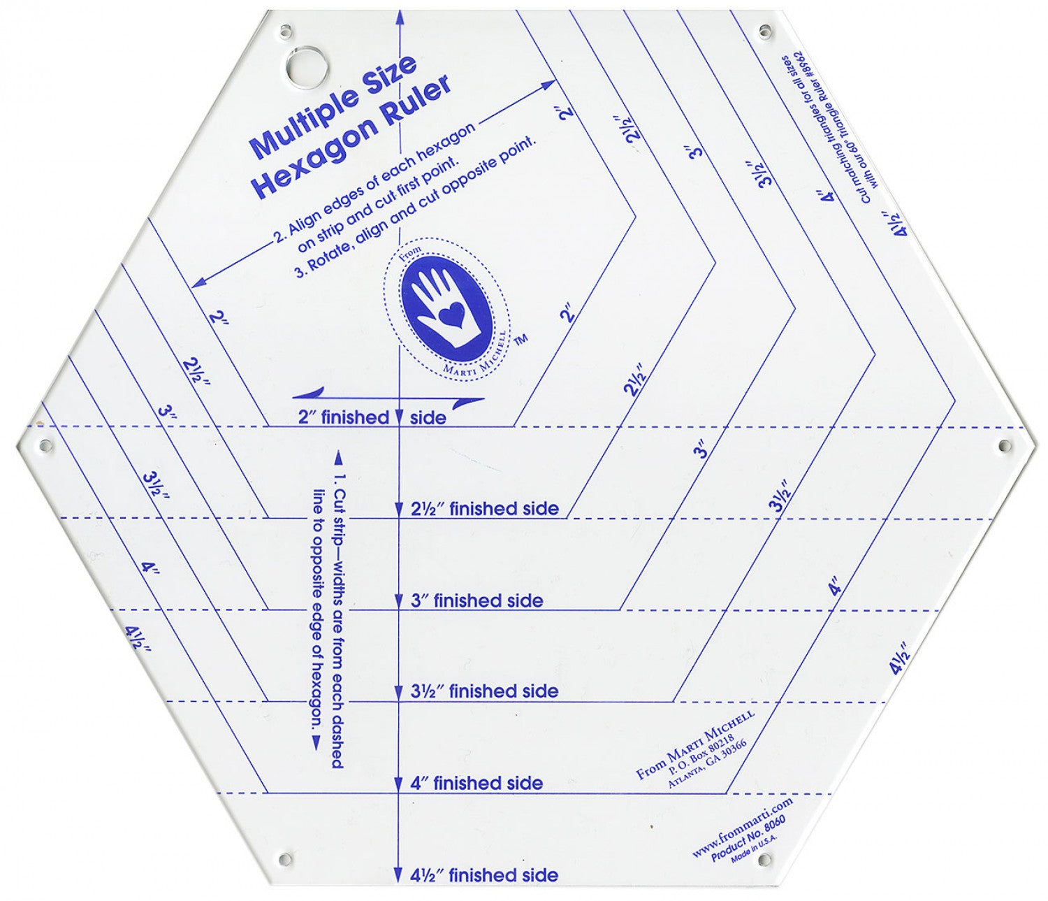 Hexagon Ruler Cuts 6 Sizes