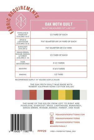 Oak Moth Quilt Pattern - Pen & Paper Patterns - PPP29