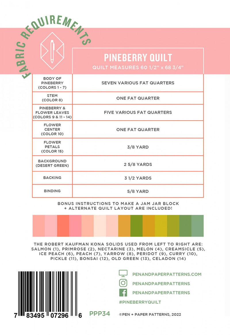 Pineberry Quilt Pattern - Pen & Paper Patterns - PPP34