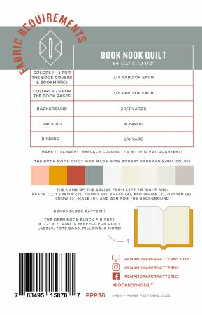 Book Nook Quilt Pattern - Pen & Paper Patterns - PPP36
