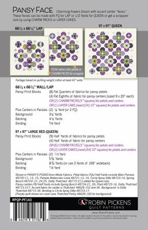 Pansy Face Quilt Pattern - Robin Pickens