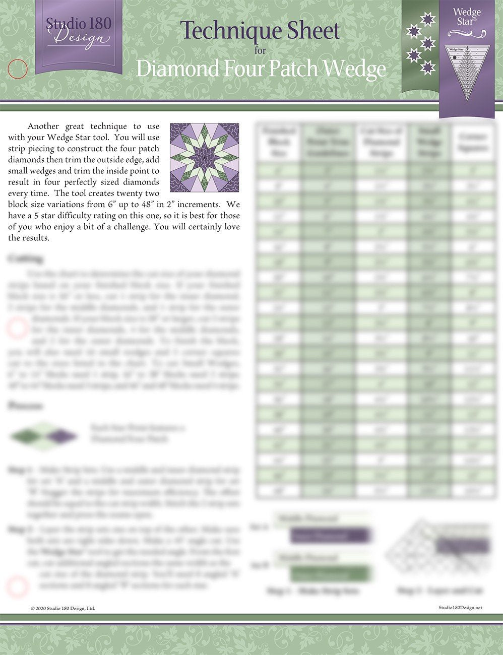 Studio 180 Design Diamond Four Patch Wedge Technique Sheet