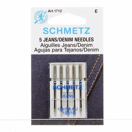 Schmetz #1712  Denim/Jeans Machine Needle Size 16/100  (5 pack)